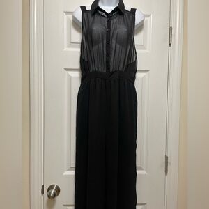 Black Sleeveless Sheer Pants Romper